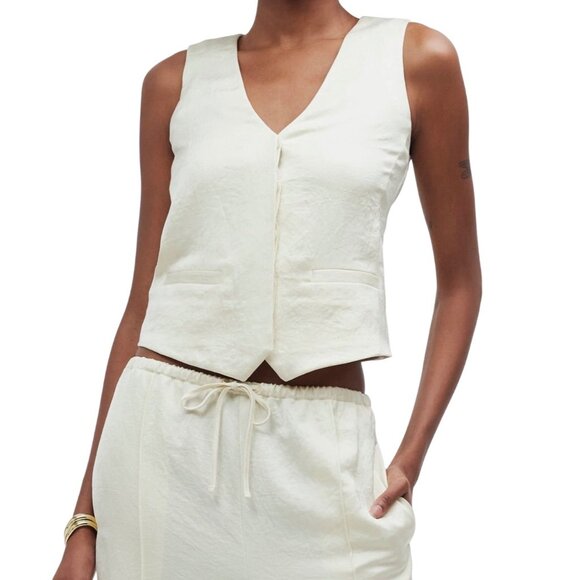 Madewell Womens Satin Button-Front Vest Top Size 6 - Picture 1 of 5